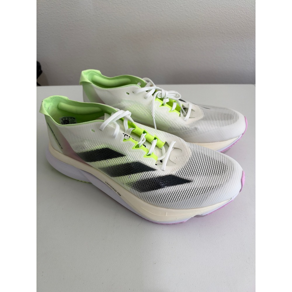 Adidas Adizero Boston 12 M Mens Running Shoes White Lemon IG3321 Size 9